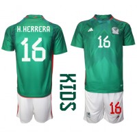 Otroški Nogometni dresi Mehika Hector Herrera #16 Domači SP 2022 Kratek Rokav (+ Kratke hlače)